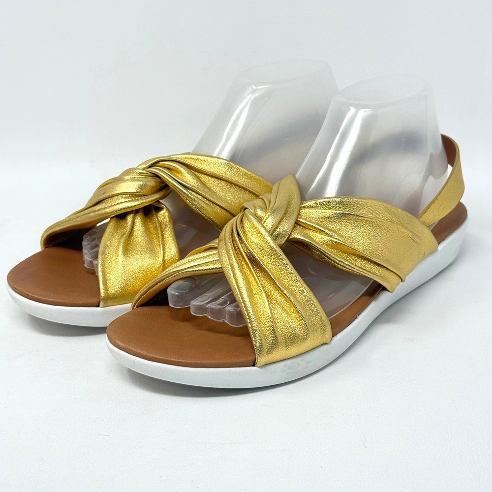 Fitflop Twine Womens 9 Twist Sandal Metallic Gold Glam Chic Maximalist Statement